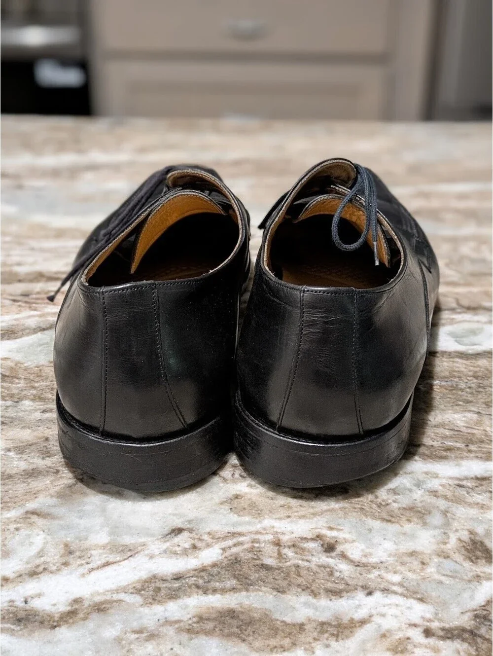 Johnston & Murphy Leather Oxfords Size 13M Nocturne Black Italy